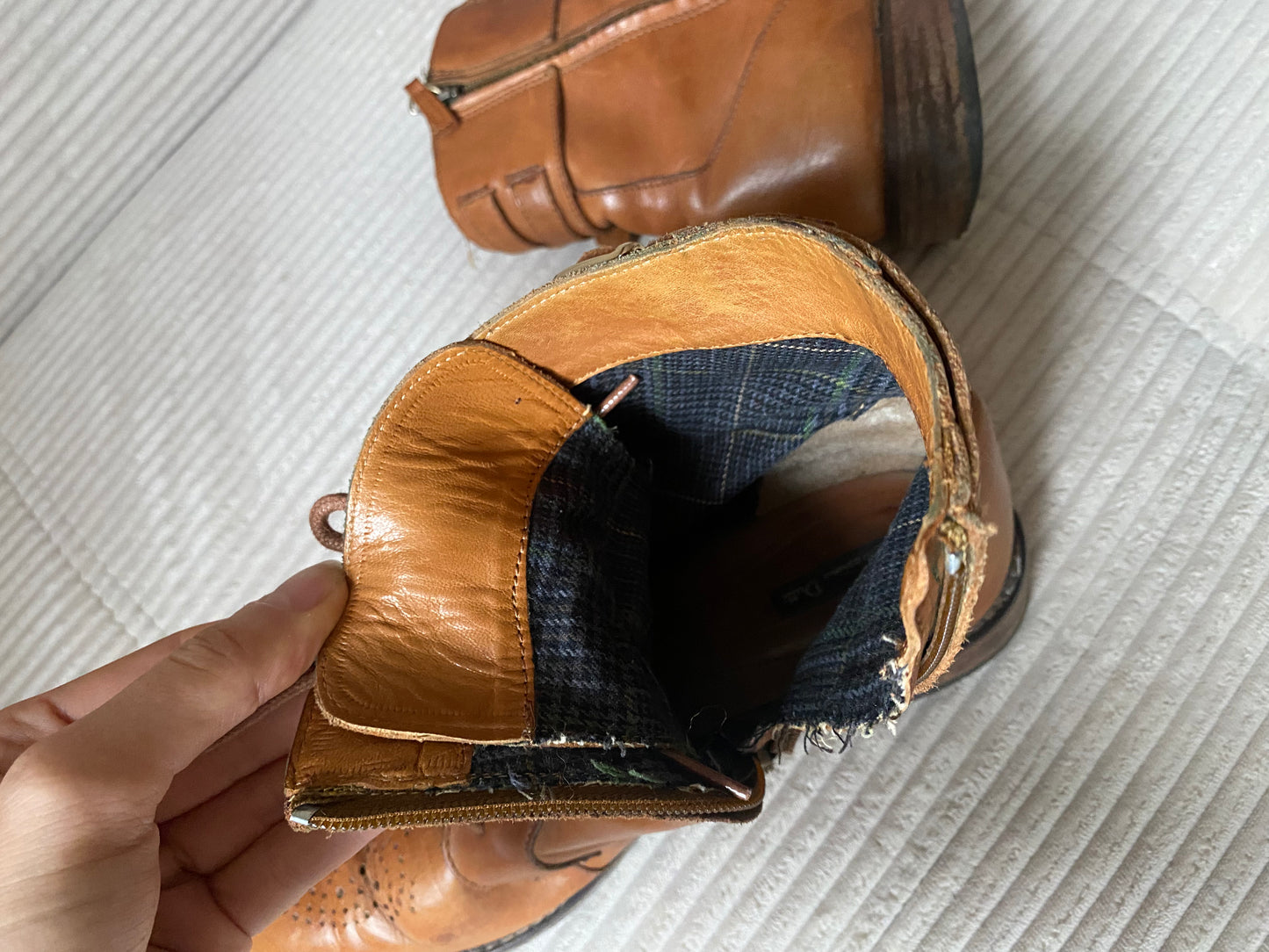 Massimo Dutti Brogue Stiefeletten cognac braun in Schnüroptik, Gr. 40