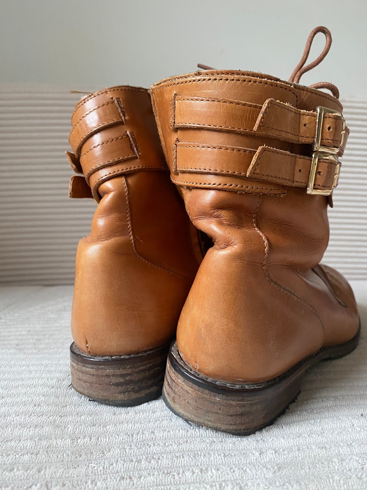 Massimo Dutti Brogue Stiefeletten cognac braun in Schnüroptik, Gr. 40