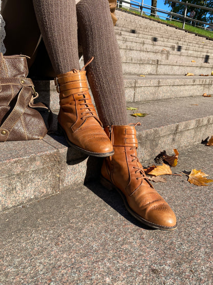 Massimo Dutti Brogue Stiefeletten cognac braun in Schnüroptik, Gr. 40
