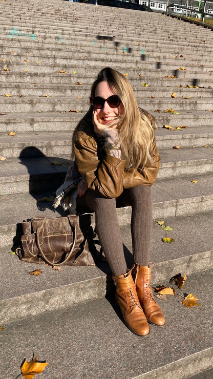 Massimo Dutti Brogue Stiefeletten cognac braun in Schnüroptik, Gr. 40