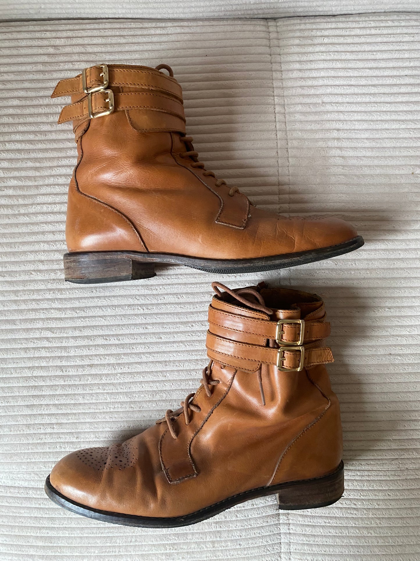 Massimo Dutti Brogue Stiefeletten cognac braun in Schnüroptik, Gr. 40