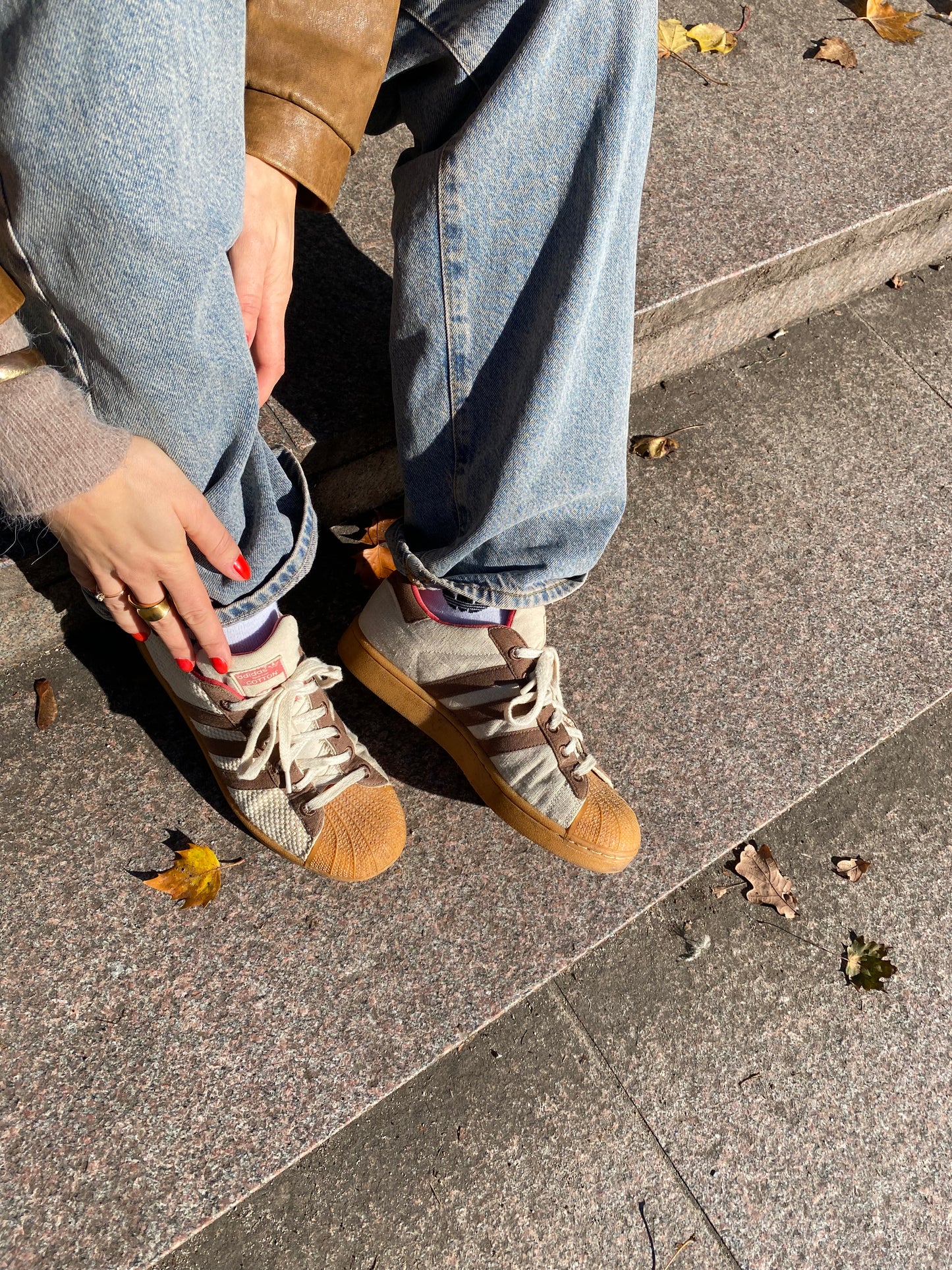 Adidas Superstar Cotton Rare Edition 2008 beige-braun-rot Gr. 40 2/3