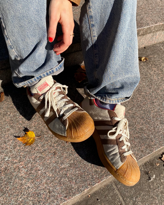 Adidas Superstar Cotton Rare Edition 2008 beige-braun-rot Gr. 40 2/3