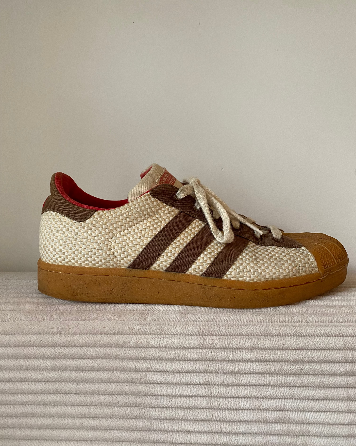 Adidas Superstar Cotton Rare Edition 2008 beige-braun-rot Gr. 40 2/3