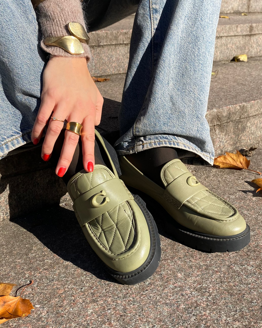 Coach Leder Loafer Leah Slipper in Moss, pistazie grün, Gr. 40