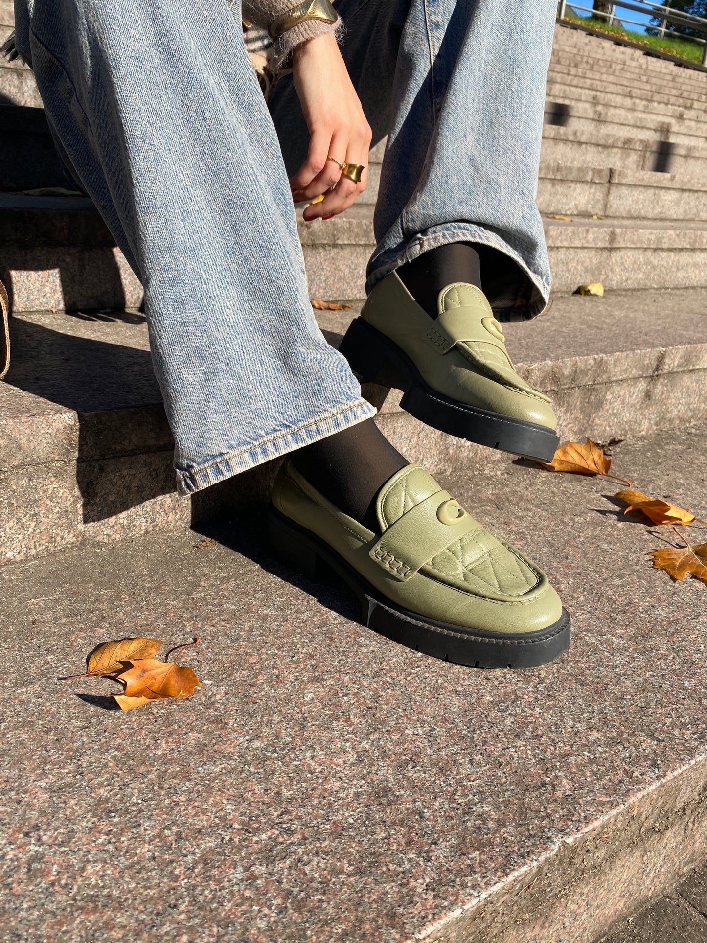 Coach Leder Loafer Leah Slipper in Moss, pistazie grün, Gr. 40