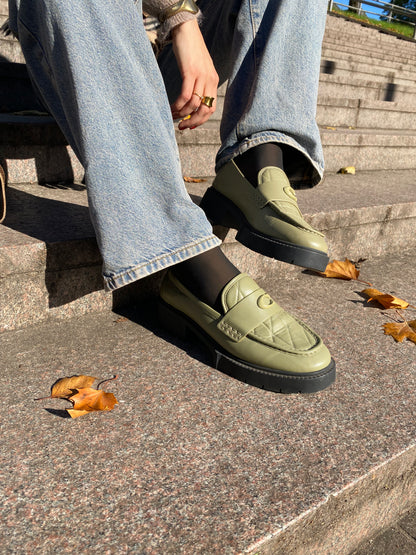 Coach Leder Loafer Leah Slipper in Moss, pistazie grün, Gr. 40