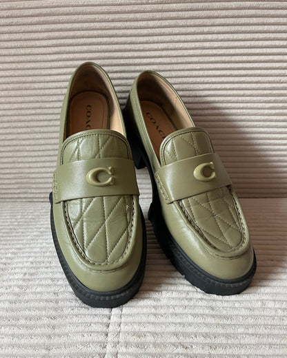 Coach Leder Loafer Leah Slipper in Moss, pistazie grün, Gr. 40