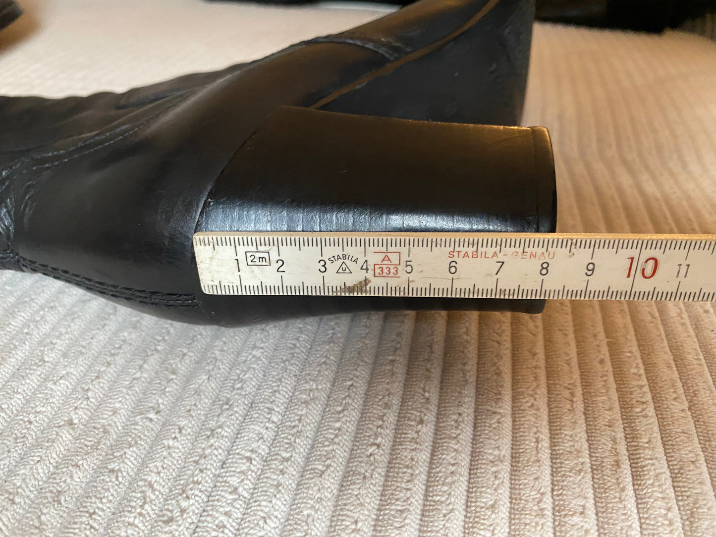 Marc'o Polo Leder Langschaft-Stiefel mit Absatz in schwarz, Gr. 40