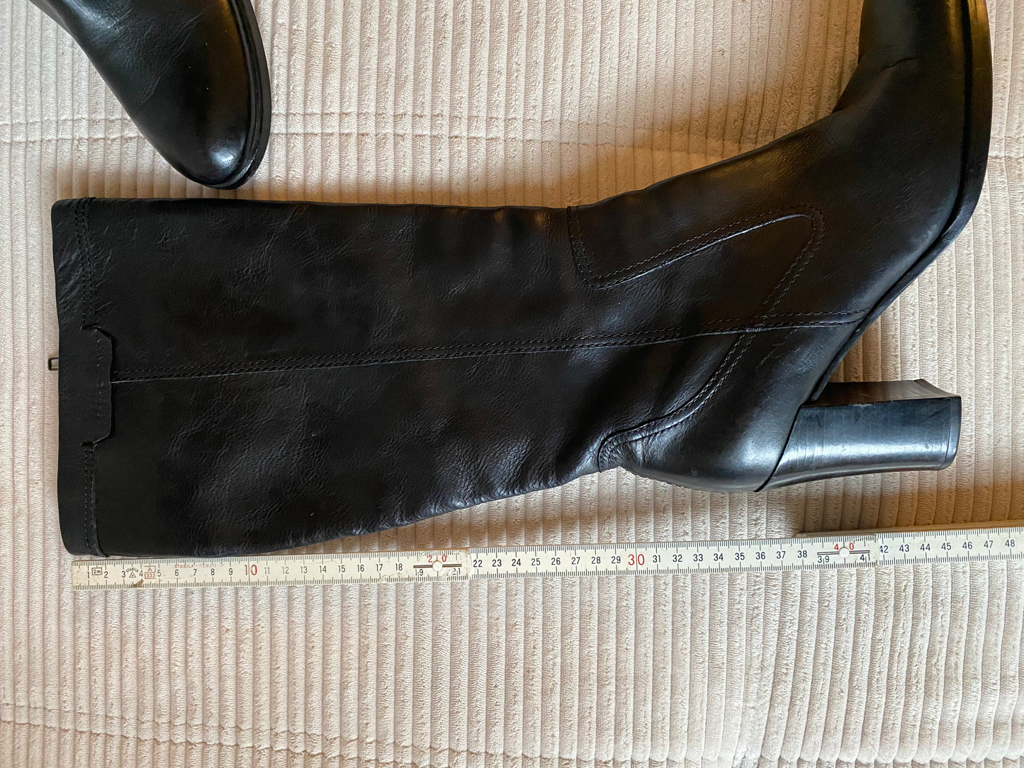 Marc'o Polo Leder Langschaft-Stiefel mit Absatz in schwarz, Gr. 40