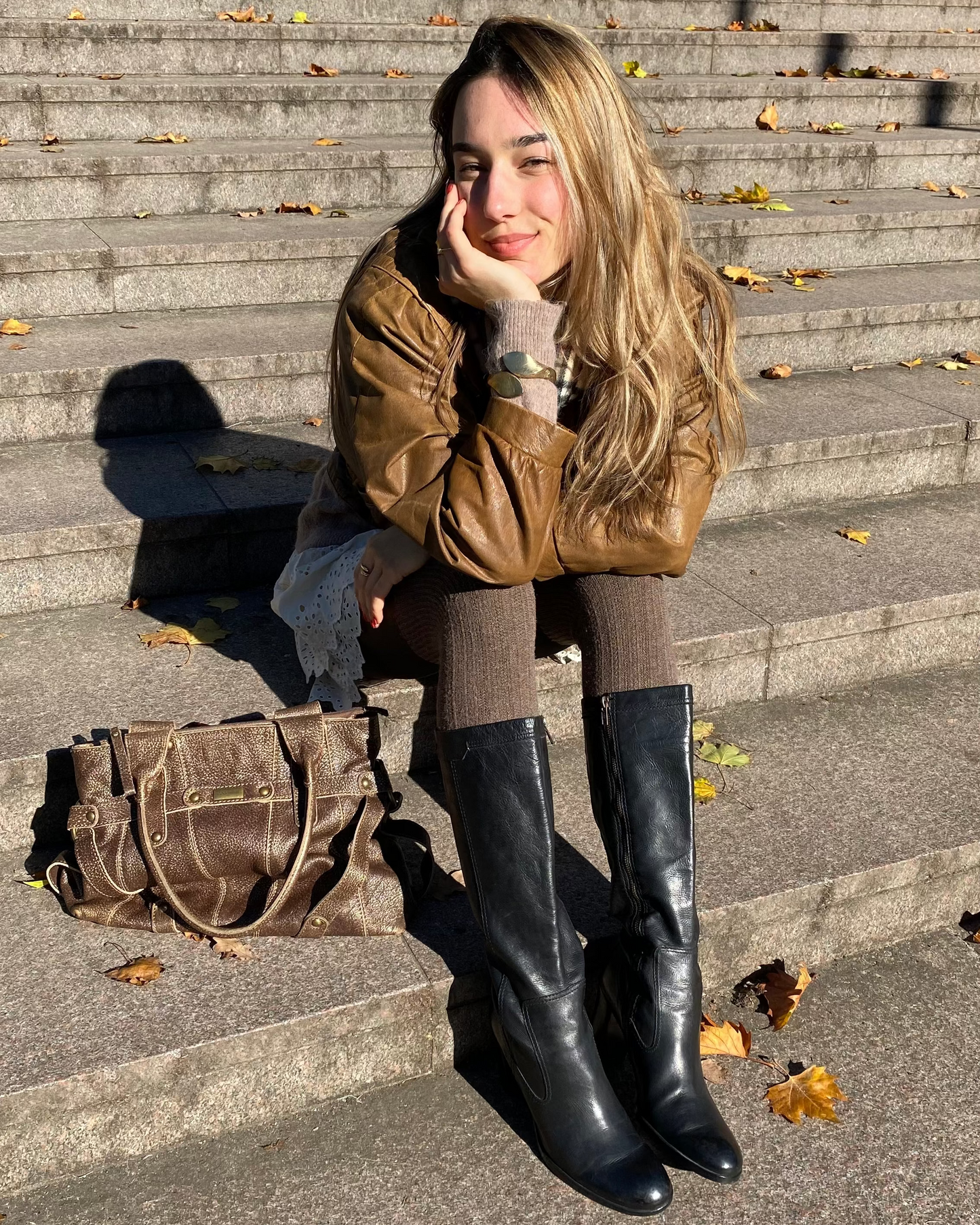 Marc'o Polo Leder Langschaft-Stiefel mit Absatz in schwarz, Gr. 40