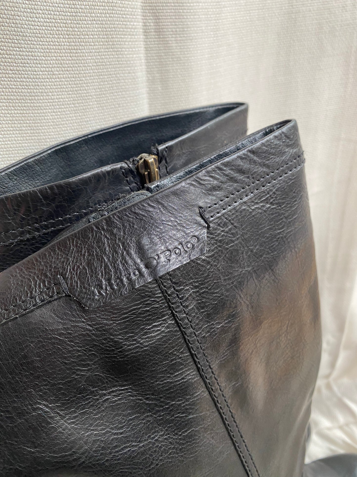 Marc'o Polo Leder Langschaft-Stiefel mit Absatz in schwarz, Gr. 40