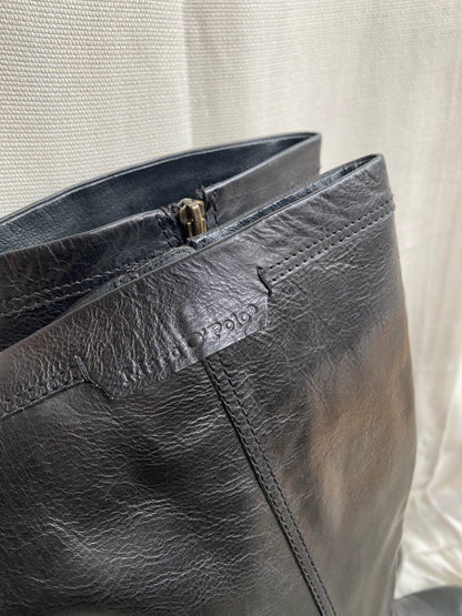 Marc'o Polo Leder Langschaft-Stiefel mit Absatz in schwarz, Gr. 40