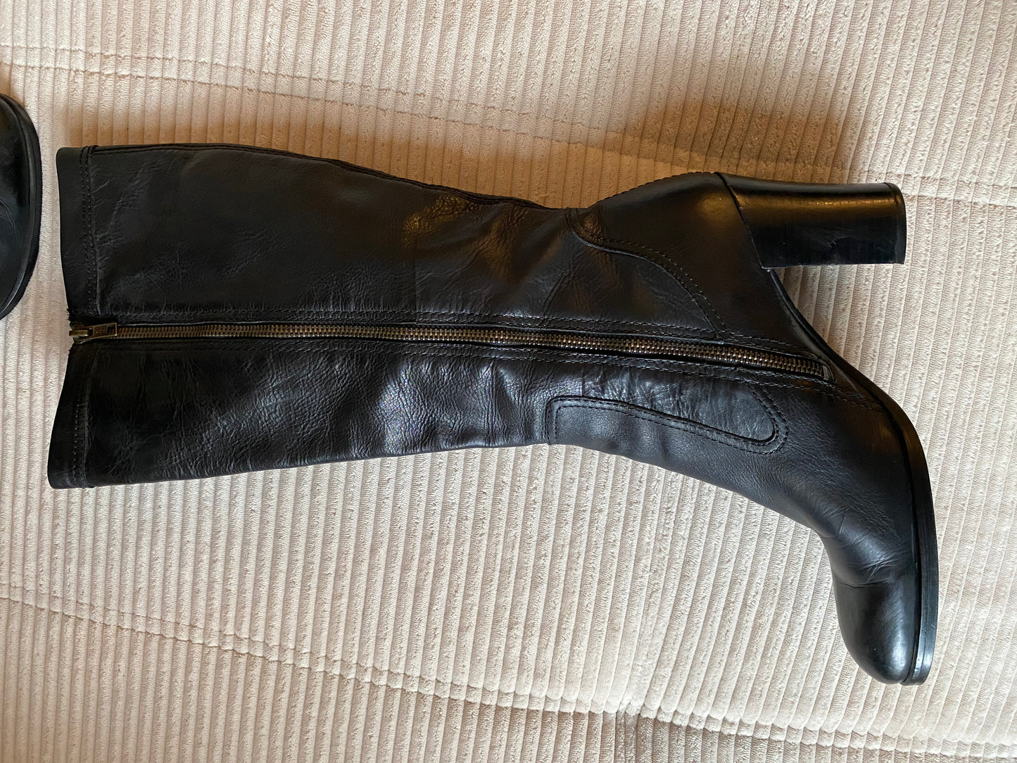 Marc'o Polo Leder Langschaft-Stiefel mit Absatz in schwarz, Gr. 40