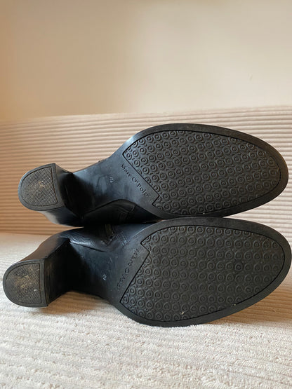 Marc'o Polo Leder Langschaft-Stiefel mit Absatz in schwarz, Gr. 40