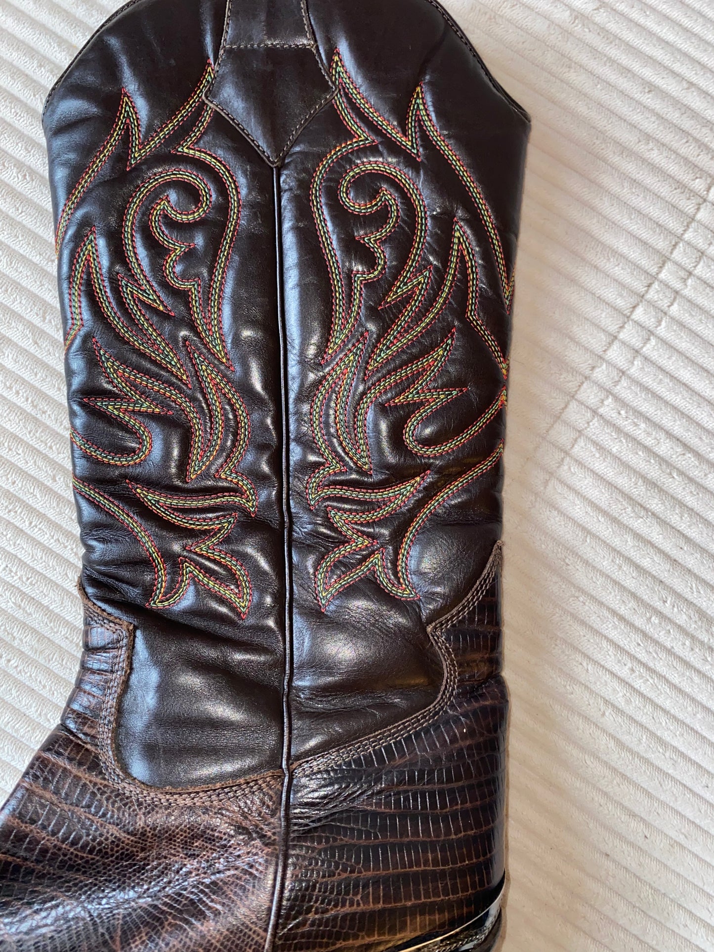 HUGO BOSS Cowboy Stiefel Leder braun verziert Boots, Gr. 40
