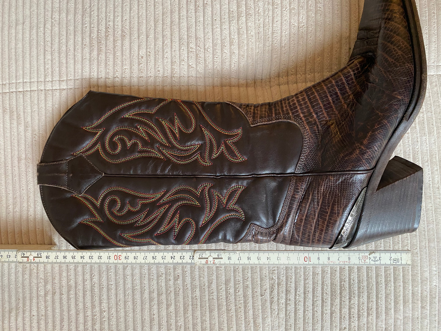 HUGO BOSS Cowboy Stiefel Leder braun verziert Boots, Gr. 40