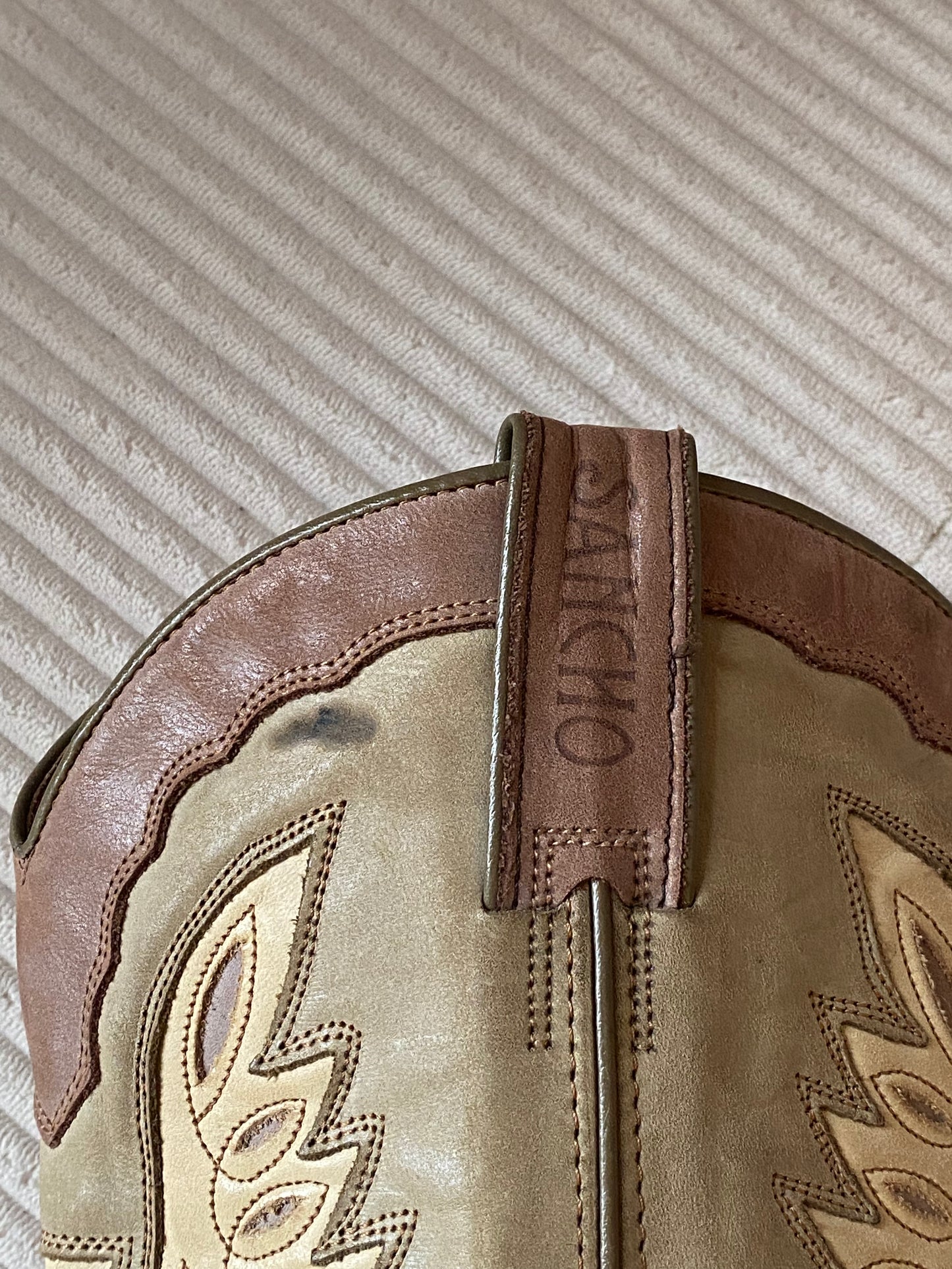 Sancho Cowboystiefel 8235 mit Feuer; geöltes Wildleder beige, Gr. 40