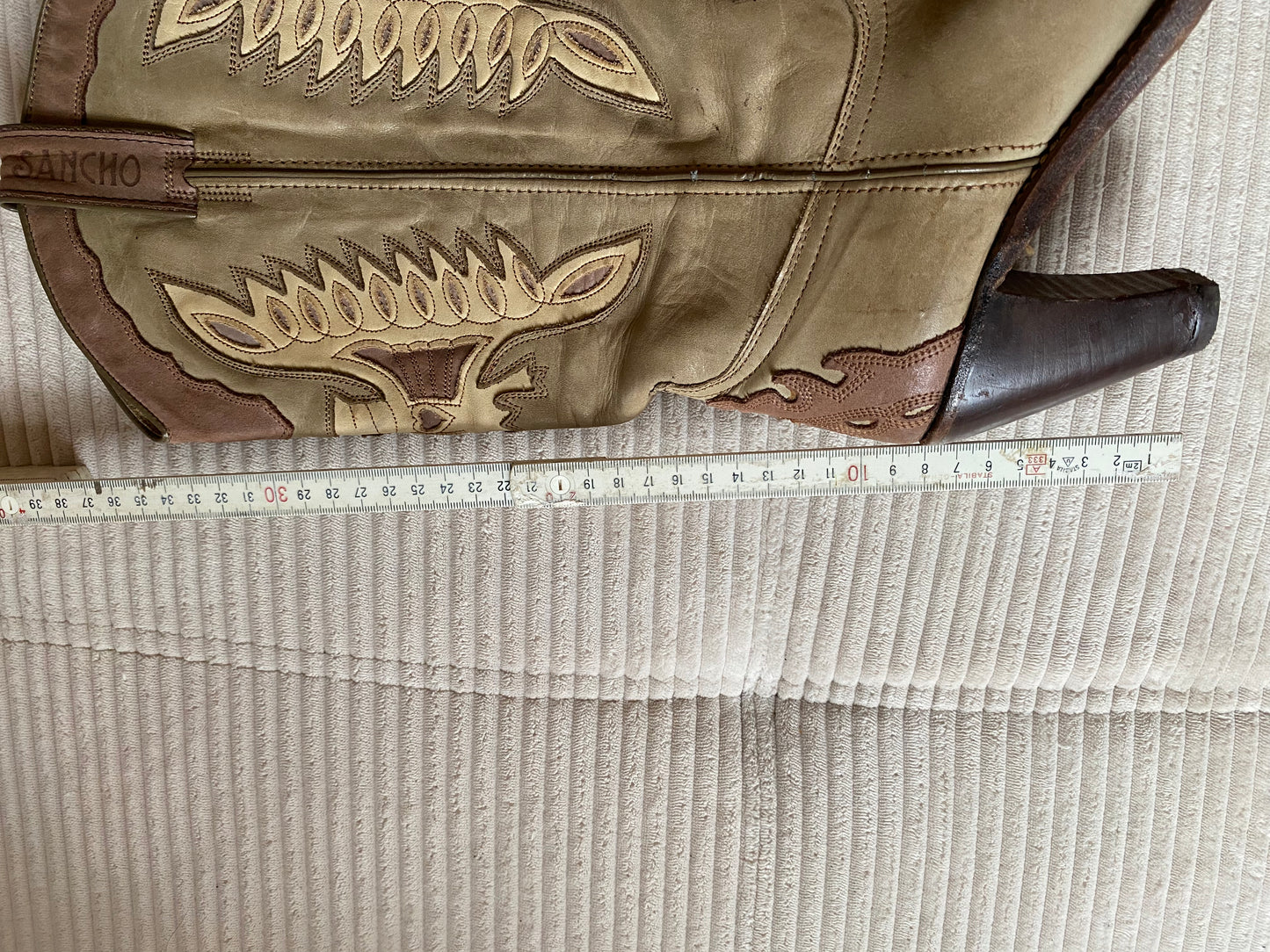 Sancho Cowboystiefel 8235 mit Feuer; geöltes Wildleder beige, Gr. 40