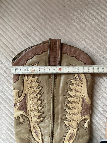 Sancho Cowboystiefel 8235 mit Feuer; geöltes Wildleder beige, Gr. 40