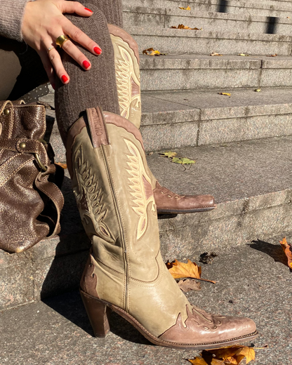 Sancho Cowboystiefel 8235 mit Feuer; geöltes Wildleder beige, Gr. 40