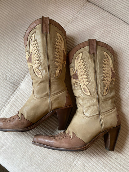 Sancho Cowboystiefel 8235 mit Feuer; geöltes Wildleder beige, Gr. 40