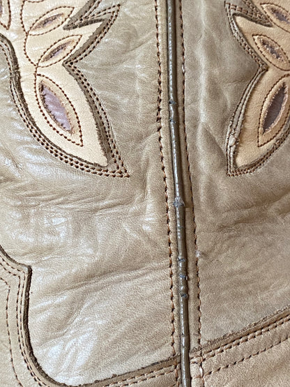 Sancho Cowboystiefel 8235 mit Feuer; geöltes Wildleder beige, Gr. 40