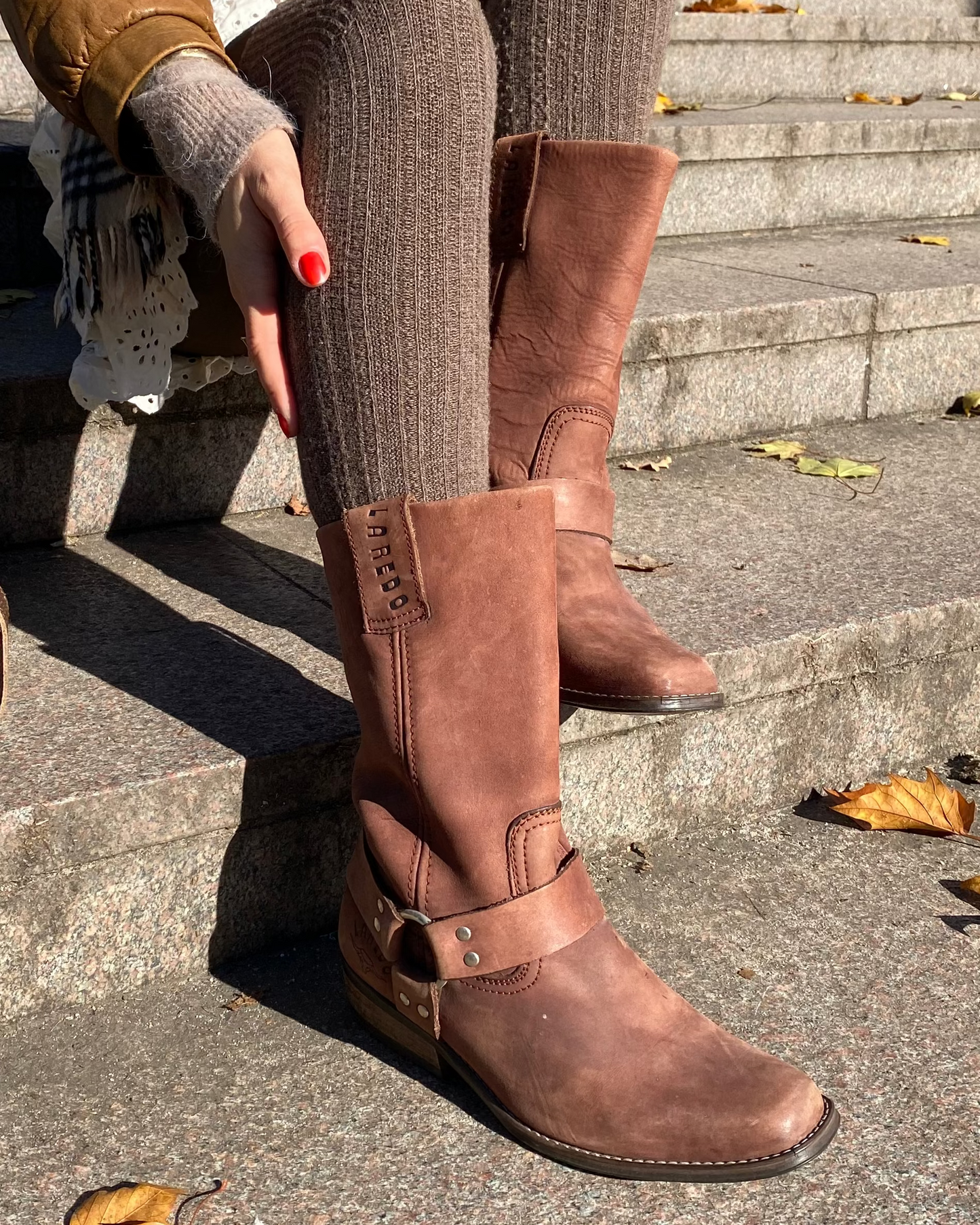 Laredo Western Biker Boots mit Riemen in dunkelbraun, Gr. 40