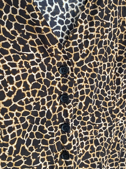 Pre-loved SET Leoparden Muster Bluse mit Knopfreihe, beige braun, S