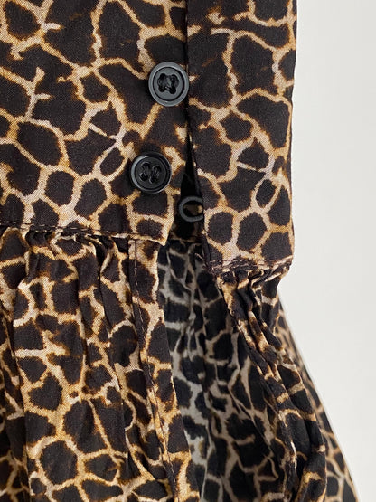 Pre-loved SET Leoparden Muster Bluse mit Knopfreihe, beige braun, S