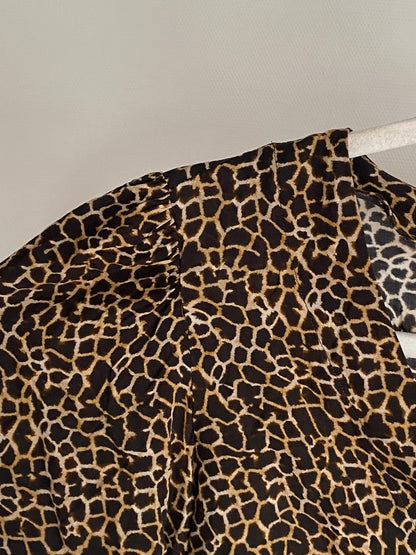 Pre-loved SET Leoparden Muster Bluse mit Knopfreihe, beige braun, S