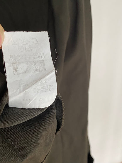 Pre-loved retro orsay Bluse in khaki grün, Viskose-Mix, S