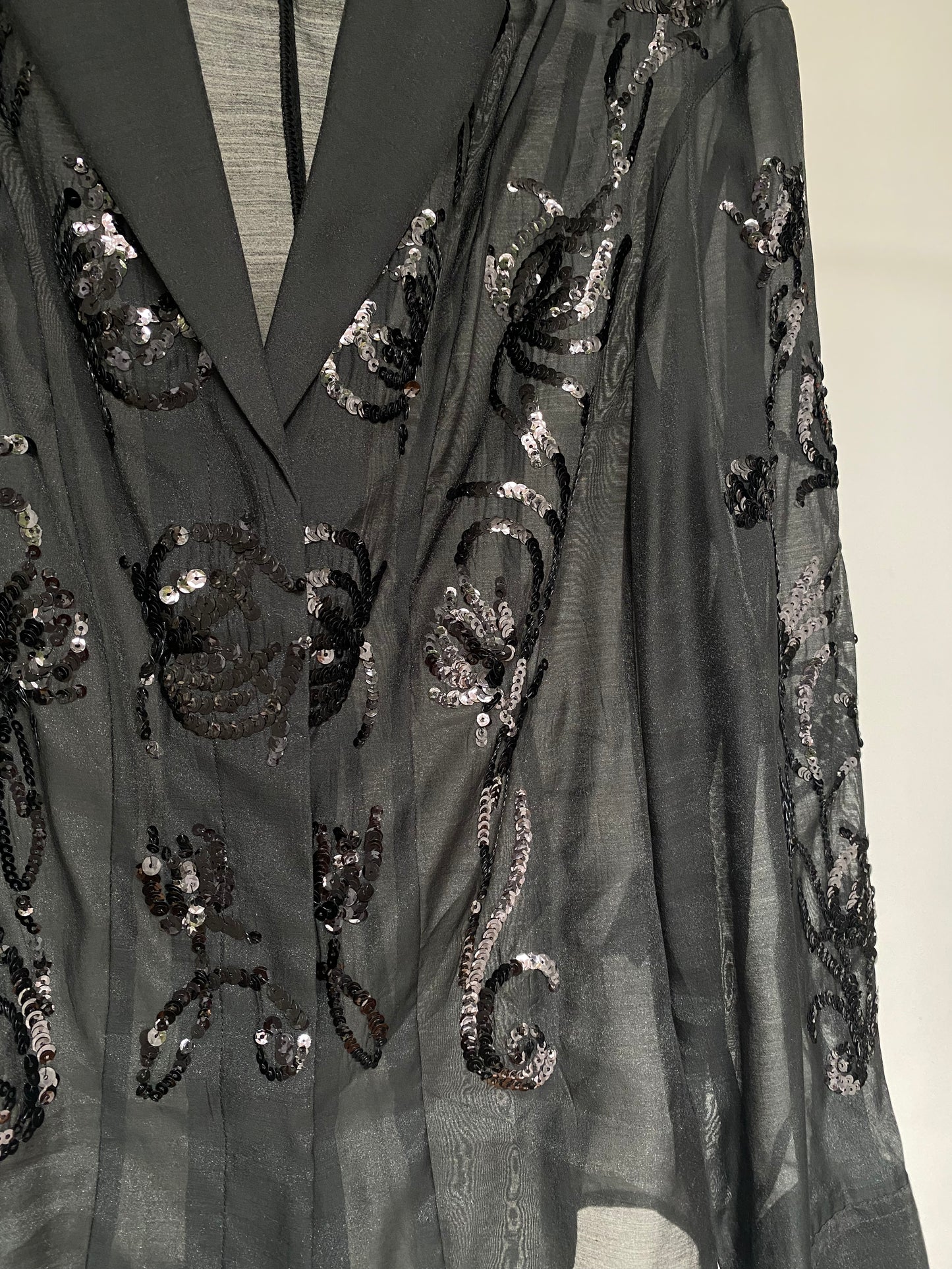Pre-loved Organzabluse mit Pailletten H&M schwarz Glitzer, XS