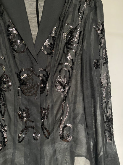 Pre-loved Organzabluse mit Pailletten H&M schwarz Glitzer, XS