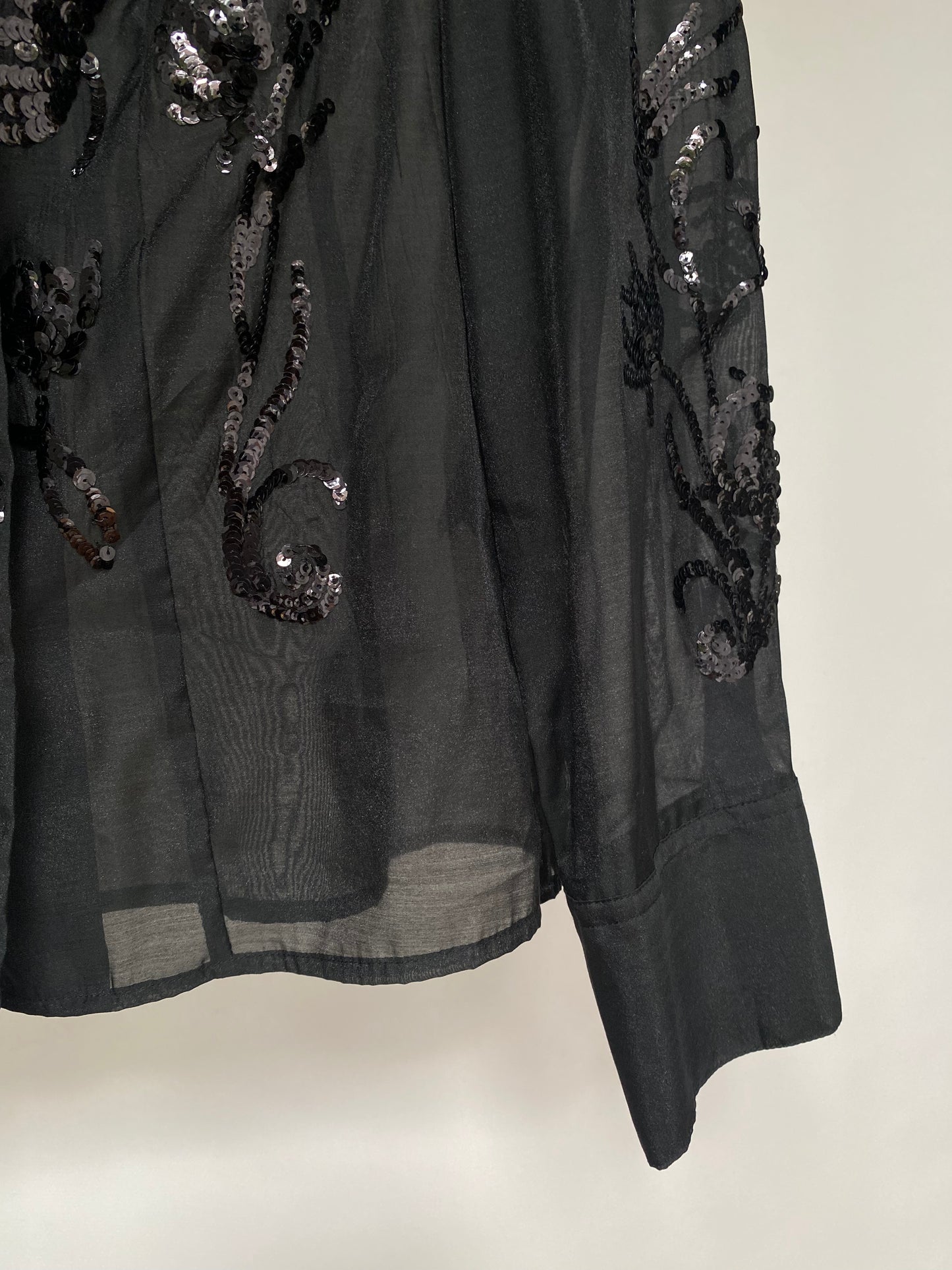 Pre-loved Organzabluse mit Pailletten H&M schwarz Glitzer, XS