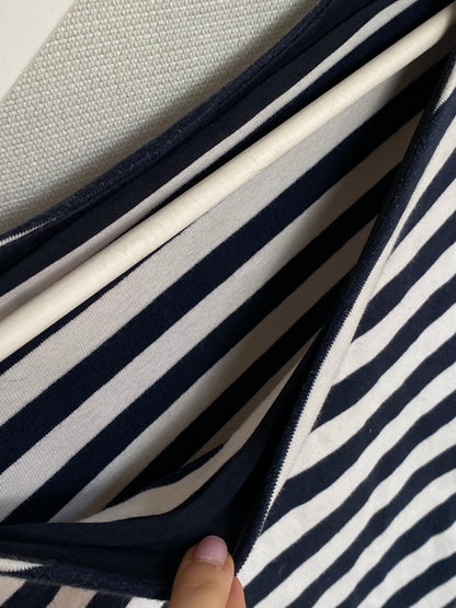 Preloved Boxy Shirt Blockstreifen blau schwarz weiß S-M