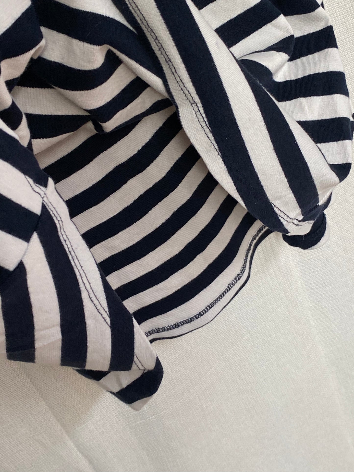 Preloved Boxy Shirt Blockstreifen blau schwarz weiß S-M