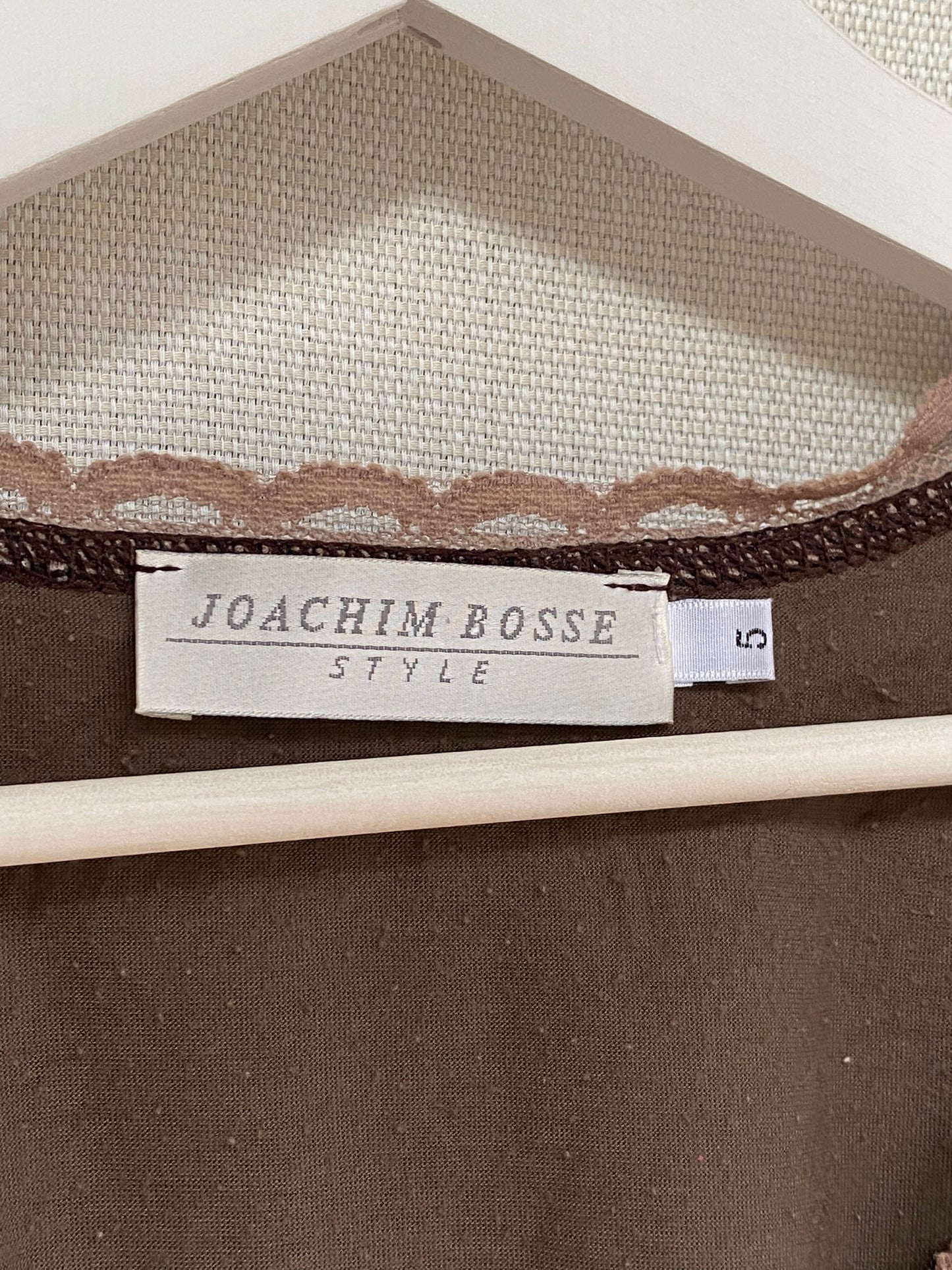 Retro Wickelstil Mesh Shirt halb transparent in braun-grün, S-M