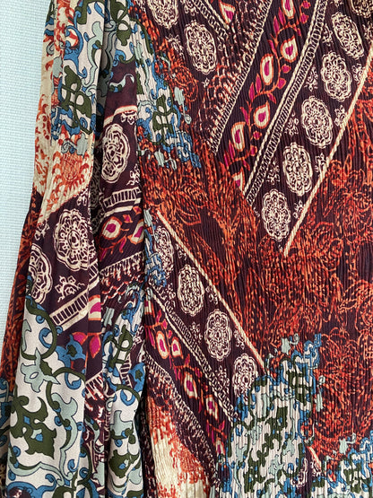 Kriss Sweden Tunika Bluse, plissiert und bunt gemustert, L