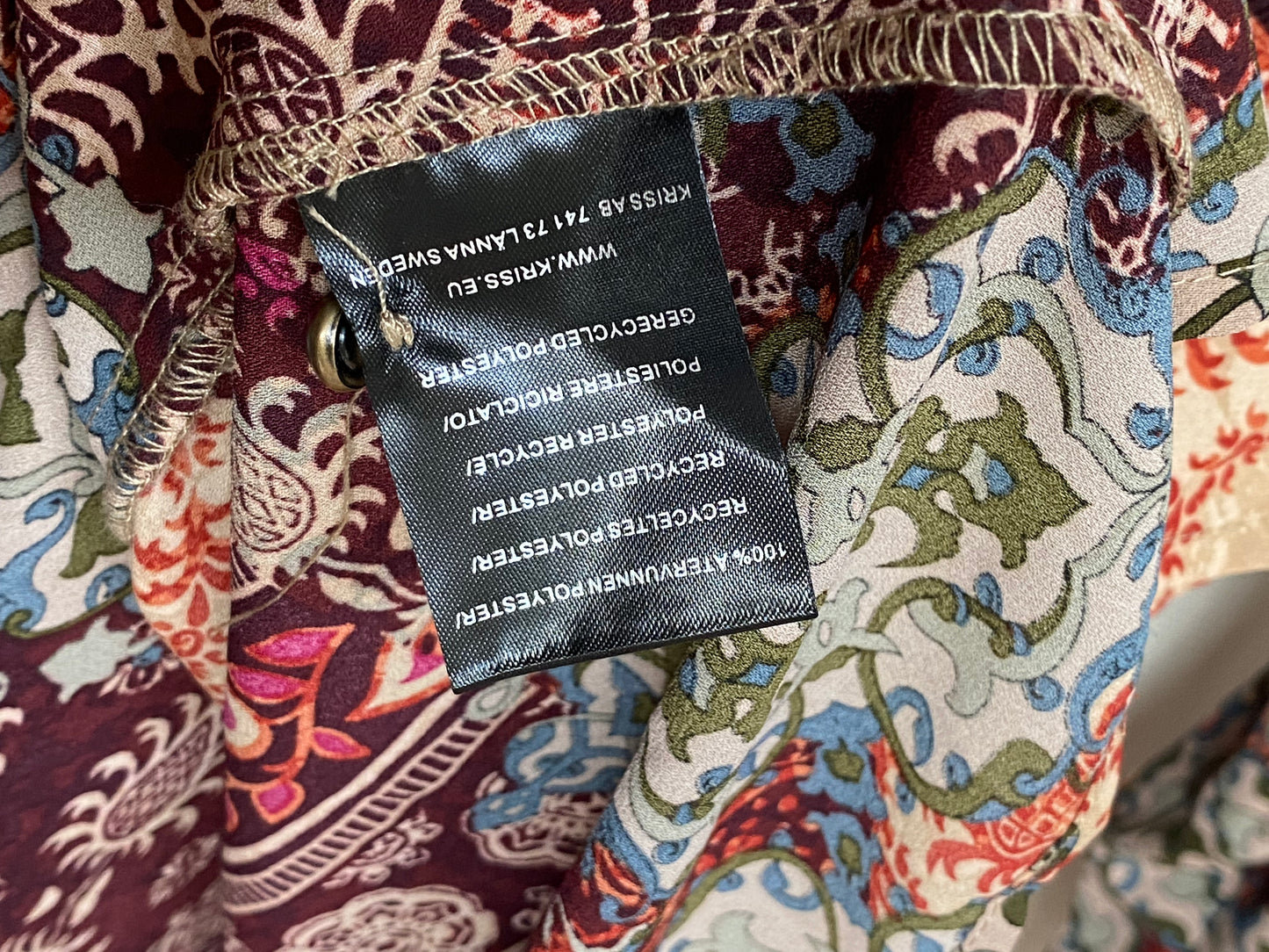 Kriss Sweden Tunika Bluse, plissiert und bunt gemustert, L