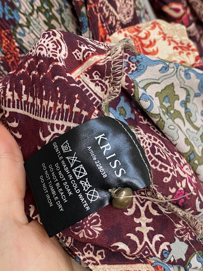 Kriss Sweden Tunika Bluse, plissiert und bunt gemustert, L