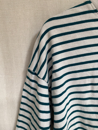 Lockeres Streifen Longsleeve Pull & Bear, weiß grün, baggy, S