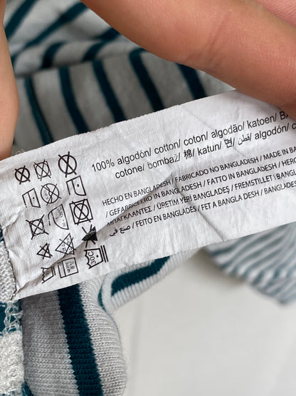 Lockeres Streifen Longsleeve Pull & Bear, weiß grün, baggy, S