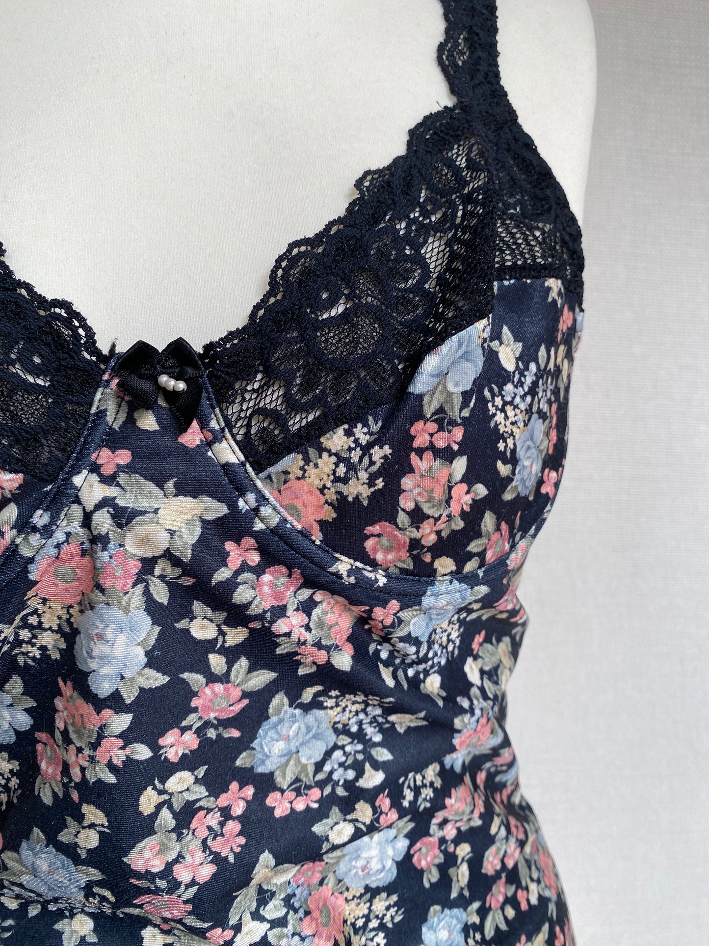 Florales Corset Cami Top mit Spitzenbesatz, Korsett Stil, gemustert, S