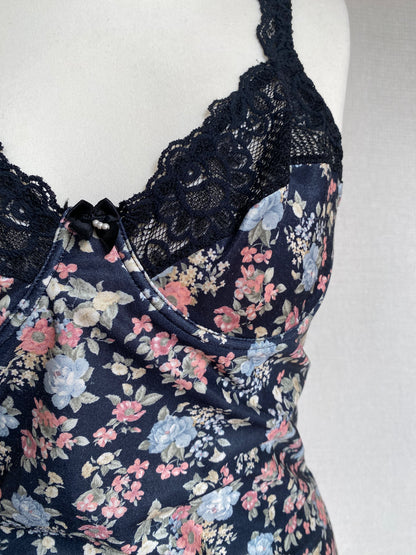 Florales Corset Cami Top mit Spitzenbesatz, Korsett Stil, gemustert, S