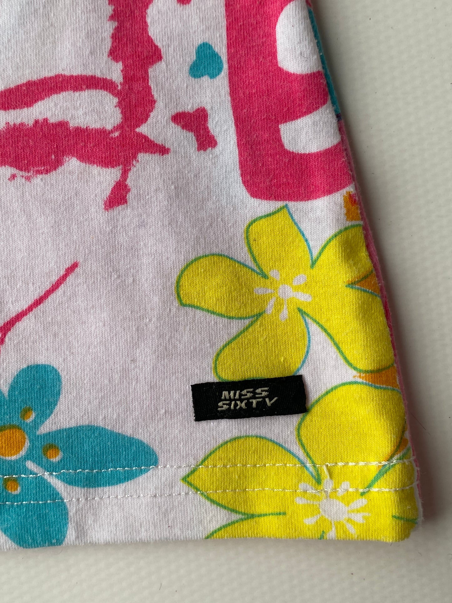 Miss Sixty y2k Top bunt mit Pailletten, florales multicolor Muster, S, M