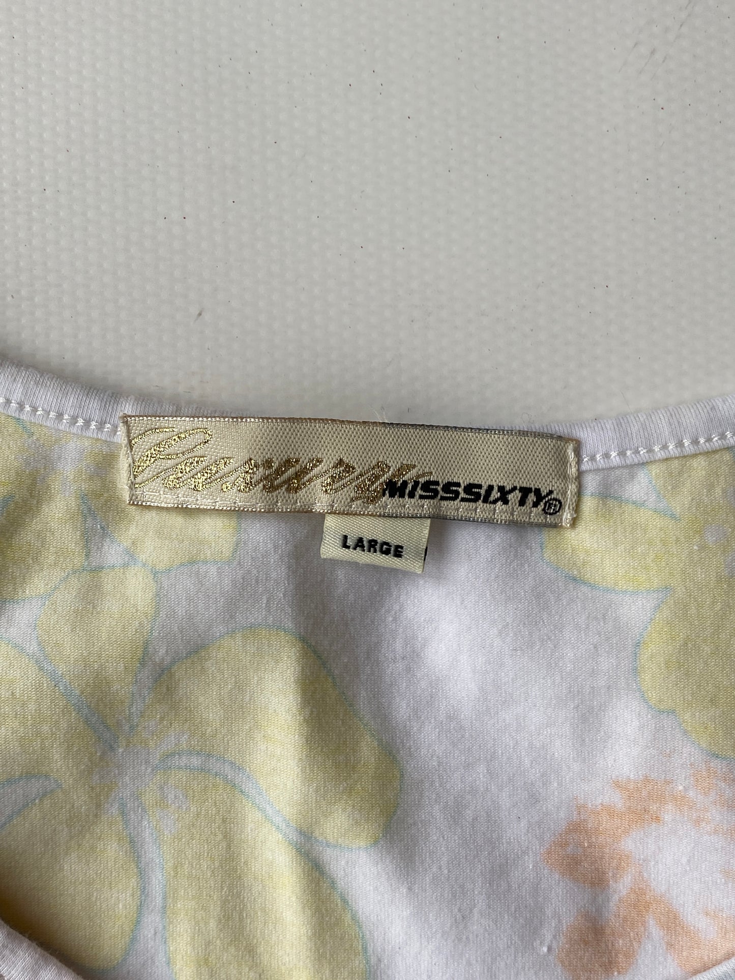 Miss Sixty y2k Top bunt mit Pailletten, florales multicolor Muster, S, M