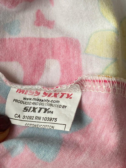 Miss Sixty y2k Top bunt mit Pailletten, florales multicolor Muster, S, M