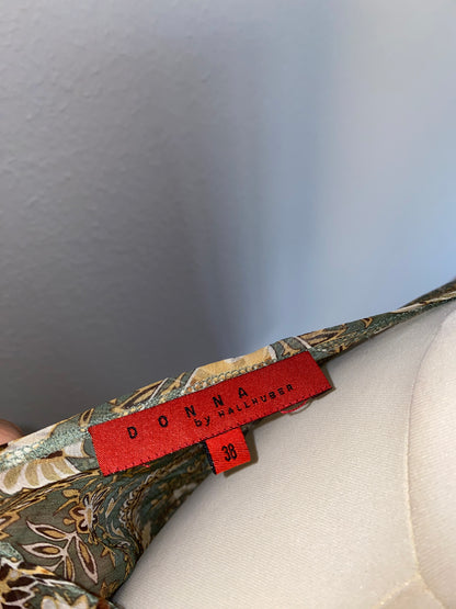 Fairy halbtransparente Seidenbluse Trompetenärmel, Pailletten, grün, M