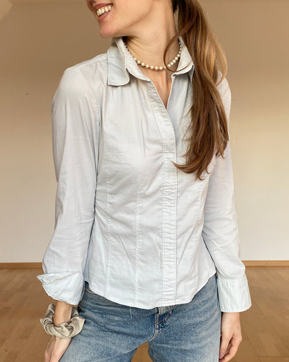 Basic Bluse Hemd in hellgrau stone von zero, S, M